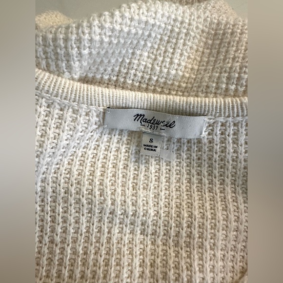 MADEWELL Oceanside Sweater Ivory Cream Pullover Knit VNeck J.Crew Casual Work - Picture 8 of 9